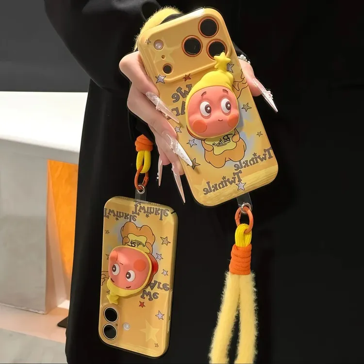 可爱星星人适用苹果17promax小米oppo荣耀vivo华为mate支架挂绳潮