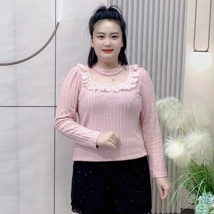 欧货轻奢秋冬新款女装重工钉珠时尚网纱蕾丝拼接气质减龄百搭小衫