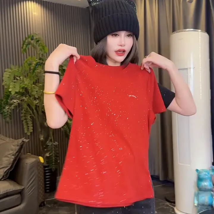 常规款圆领半高领立领针织小香风洋气重工短袖V领T恤修身显瘦新款