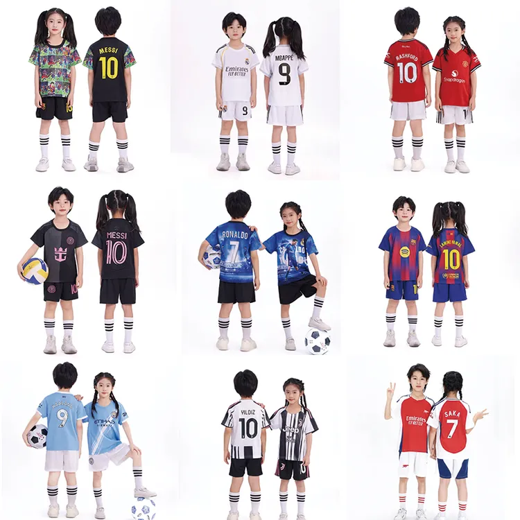 儿童足球服套装皇马c罗球衣小学生足球训练服阿根廷球衣巴萨球衣
