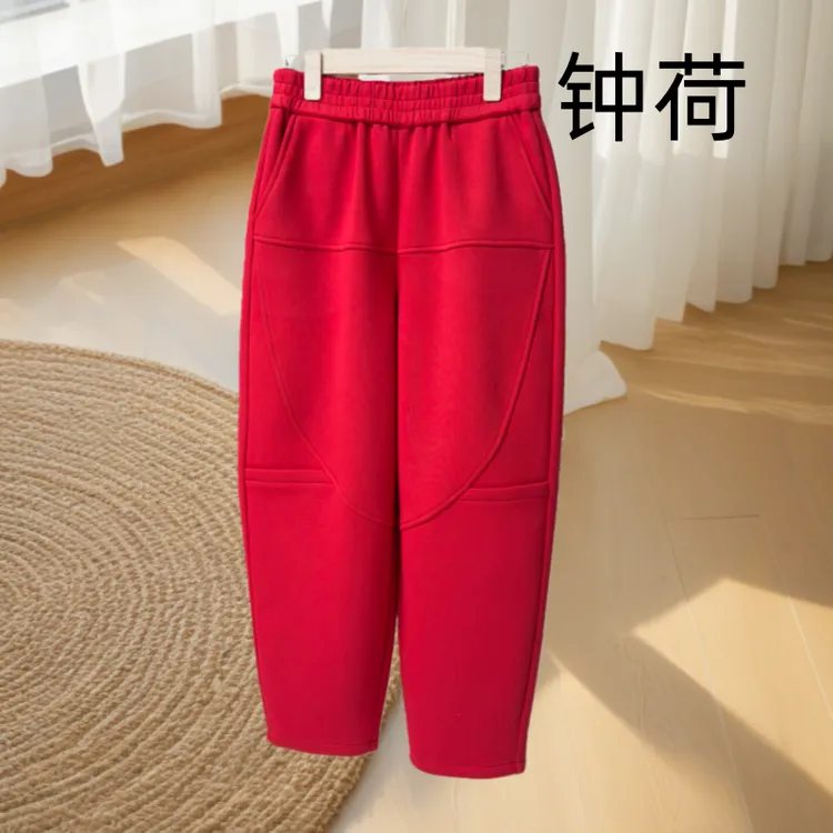 加绒弯刀哈伦裤女秋冬加厚季宽松休闲大码时尚高腰显瘦冬季长裤
