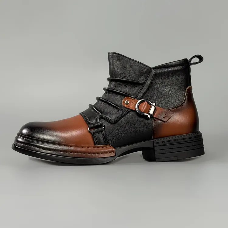 男士棉鞋保暖冬季头层牛皮加绒加厚户外运动休闲高帮皮鞋男L