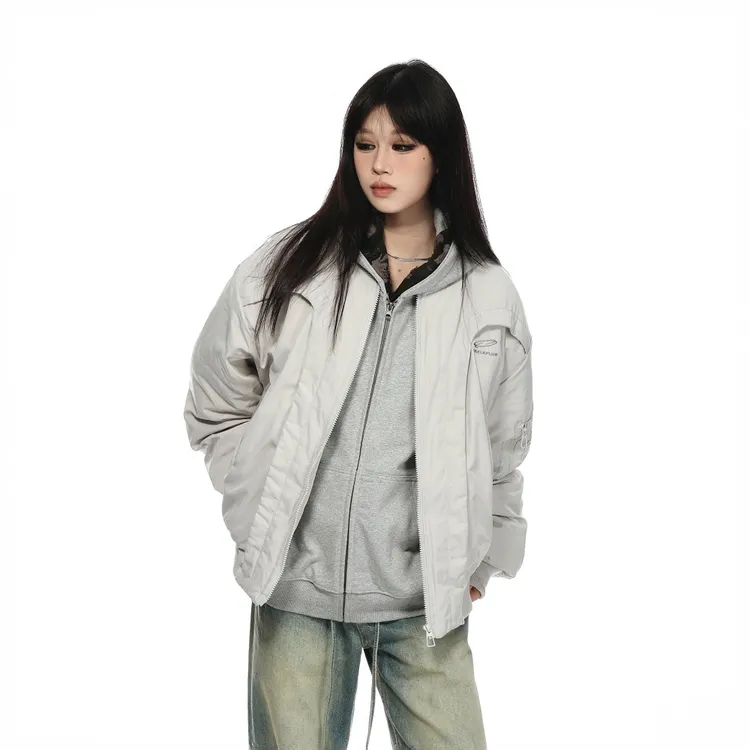 美式冬季解构弧形飞行棉服夹克宽松保暖棉衣外套boxy男女秋冬保暖