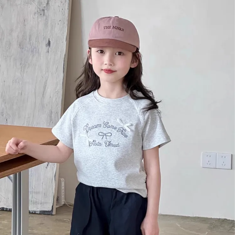 女童夏季纯棉短袖T恤25新款韩版洋气中大童夏装甜美半袖网红上衣