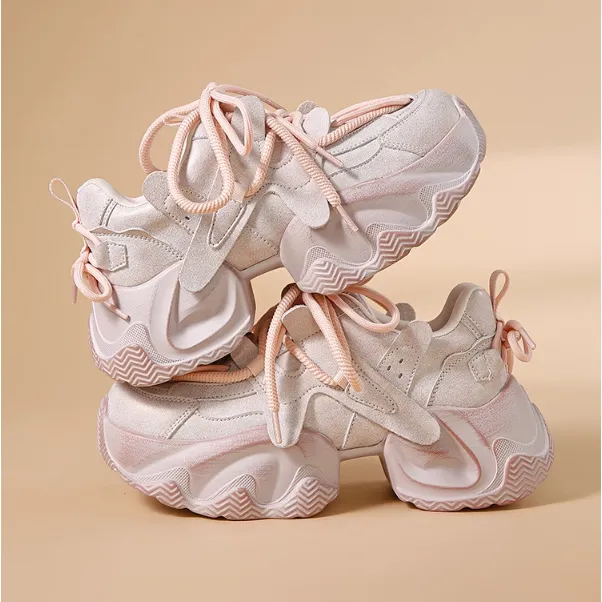 纪诗哲女鞋透气时尚休闲老爹鞋女新款厚底增高轻便显脚小运动鞋