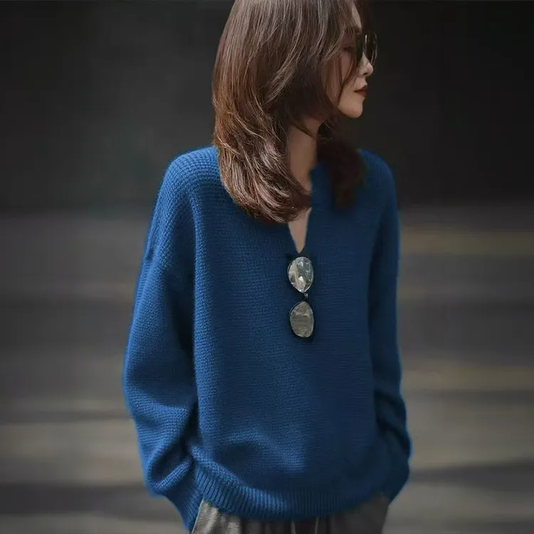 氛围感穿搭女装2025秋冬新款慵懒防高级感巨好看V领打底衫上衣潮