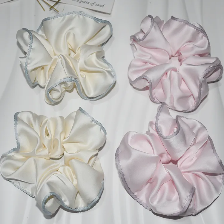 韩系简约百搭白色缎面大肠发圈女高级感丸子头扎头发头绳皮筋头饰