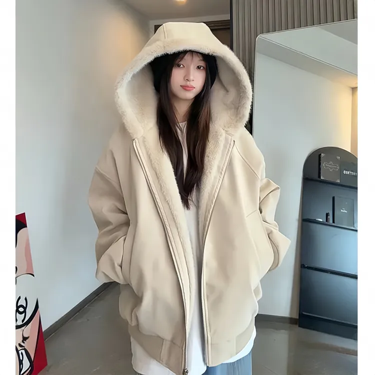 同价双11荔枝纹PU皮座山雕加绒夹棉连帽棉服男女冬季保暖宽松外套