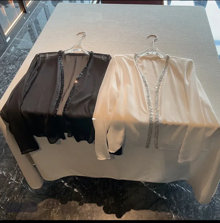 （水钻开衫）欧货重磅黑色慵懒防晒上衣2025新款显瘦简约时尚F4201#