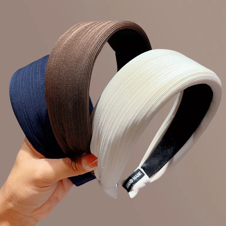 休闲风日韩少女风甜美复古风发箍发饰气质网红纯色秋冬发捆宽边