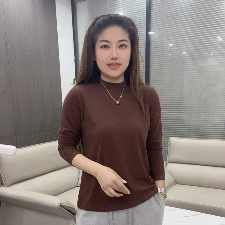 怡特美【蛋白绒立领长袖】秋上新原纱防螨轻柔舒适百搭立领T恤5212