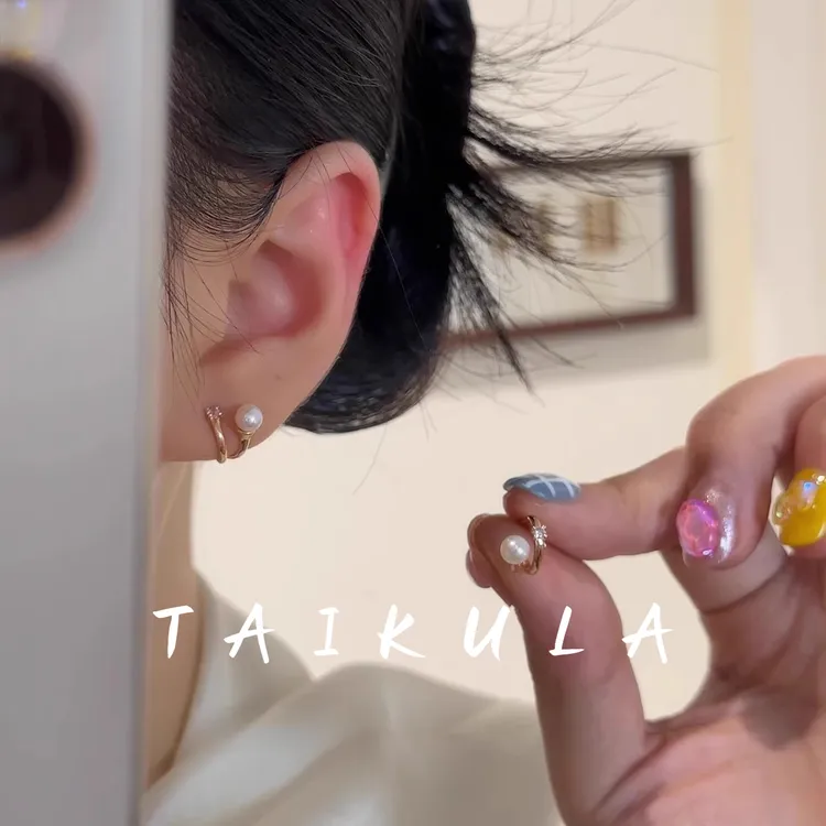 925银针锆石珠珠耳钉女蚊香盘无耳洞耳夹耳环高级感轻奢百搭耳饰