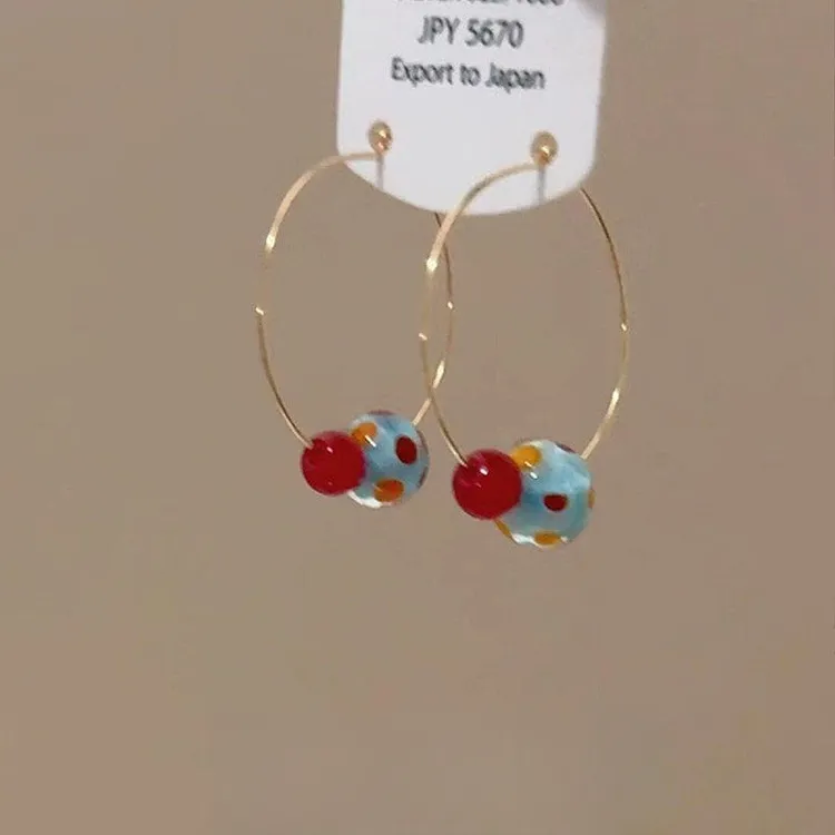 合金耳饰 耳饰彩虹豆豆多巴胺小彩球耳环甜美小众文艺显白耳饰商品图