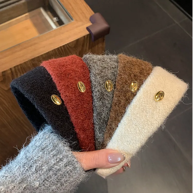 高质感！秋冬毛呢金标宽边发箍女法式外出百搭发卡高颅顶头箍发饰