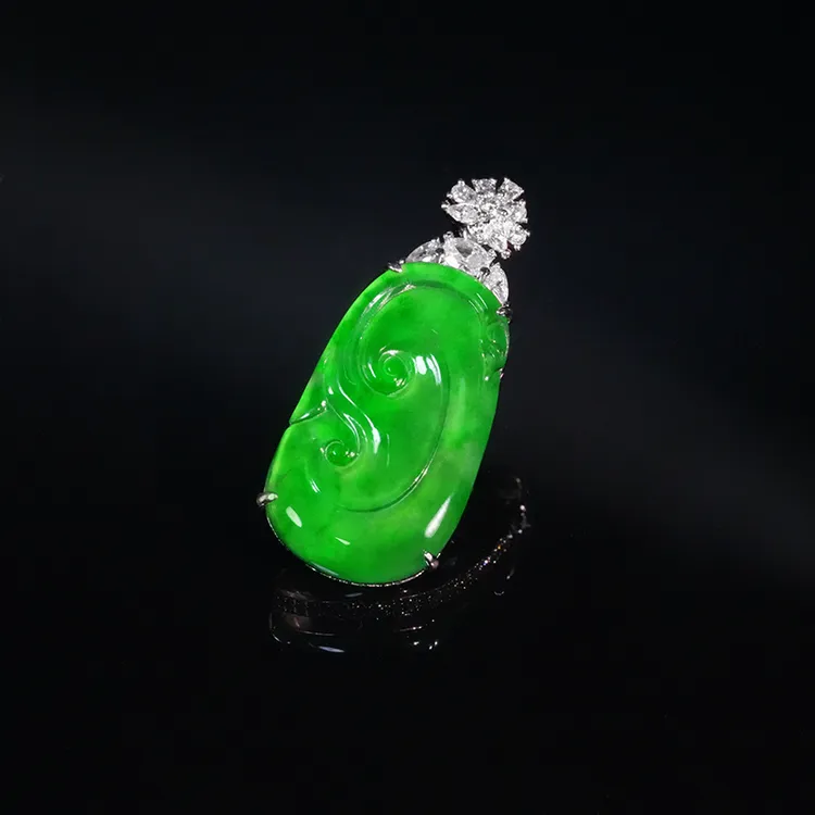 【小胖翡翠】天然翡翠玉如意吊坠A货绿轻奢日常款（不含链）多样性发1商品图