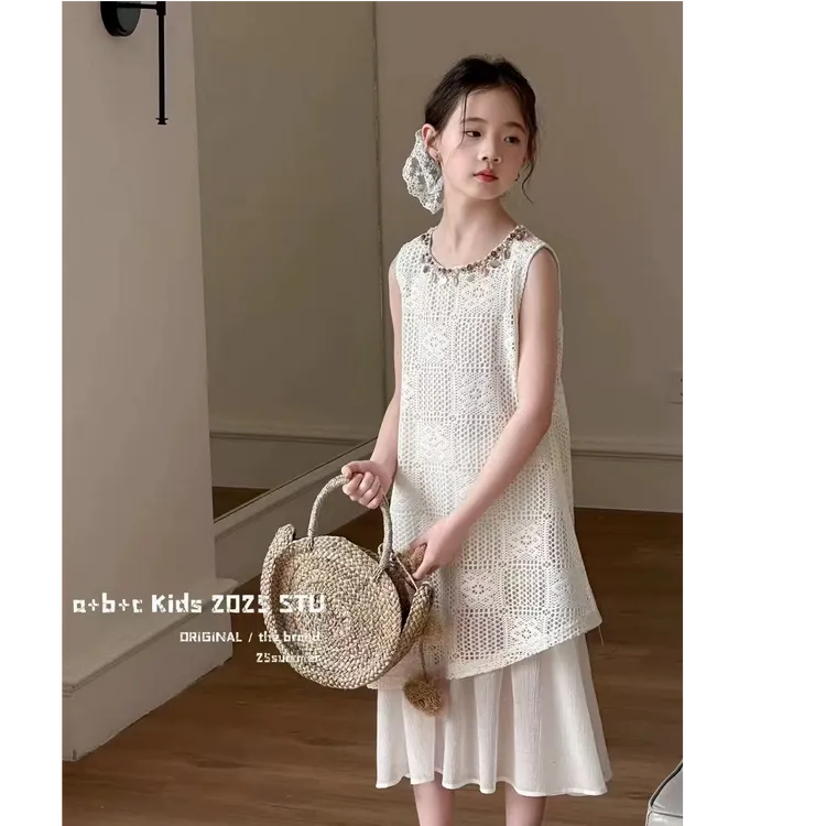 女童无袖连衣裙夏季2025新款儿童波西米亚背心裙女孩长儿童连衣裙