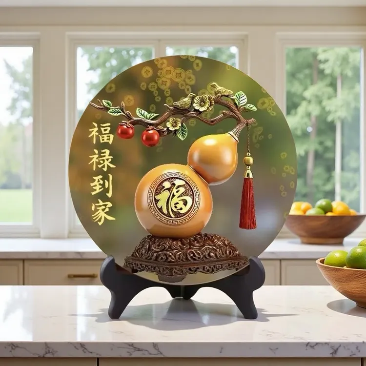 新房客厅装饰品摆件卧室客厅办公室桌面及餐厅吉祥福禄到家葫芦画