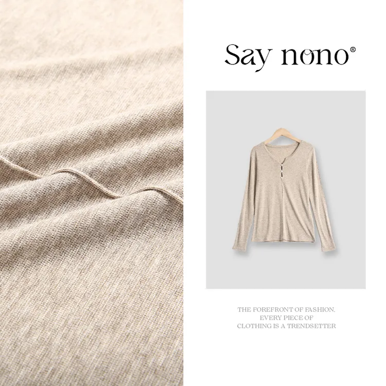 懒猫nono│Saynono 莱赛尔绵羊毛长袖V领针织衫/XXMCW02507