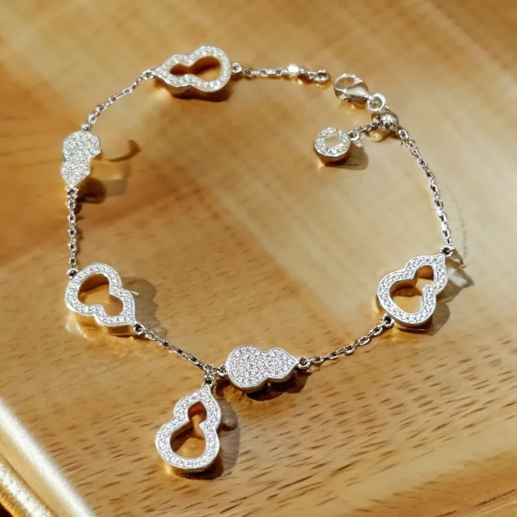 925银手链 纯银葫芦手链  铜钱拉伸链