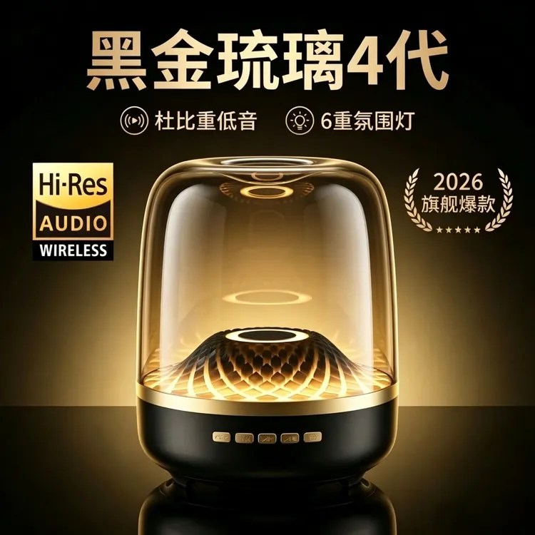 【琉璃9代】华强北黑金大号典藏透明蓝牙音响环绕重低音炮立体声