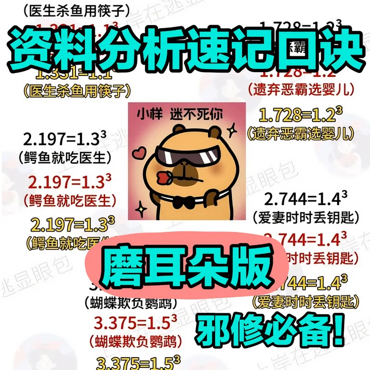 国省考行测资料分析速记口诀PDF磨耳朵版（附资料分析默写表