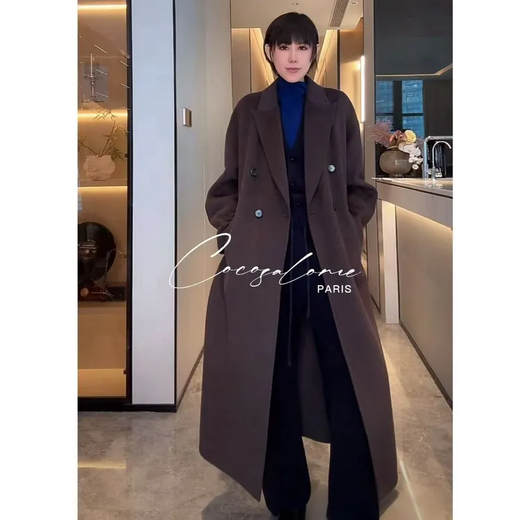 韩彬彬"苏丽"秋冬穿搭珍稀苏丽羊驼毛柔软舒适毛呢大衣2374-1