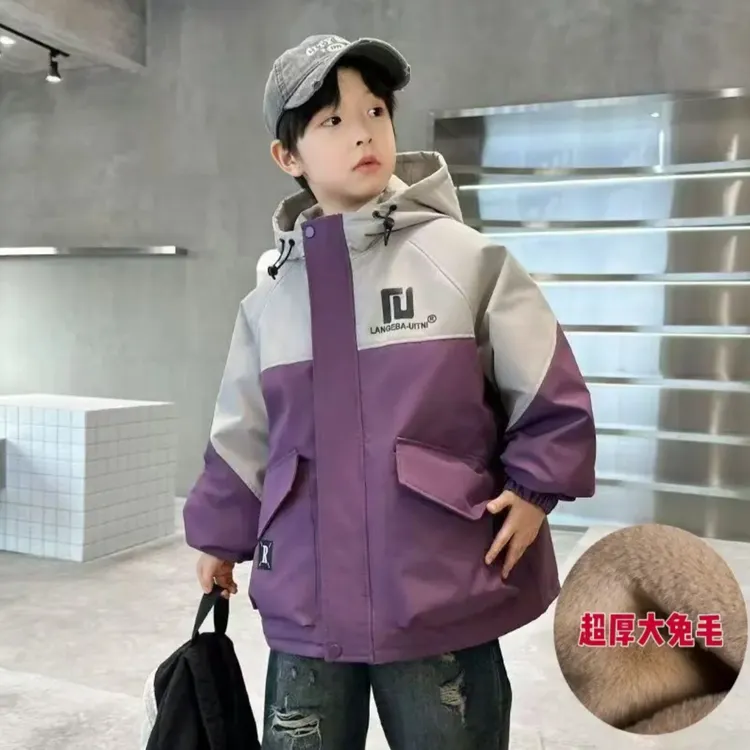【冬季加厚仿兔毛】爆款棉服新款加绒冲锋衣中大童夹棉加厚