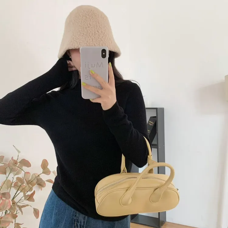 BOMEI播玫（100绵羊毛）针织静奢风磨毛保暖冬季长袖立领羊毛衫