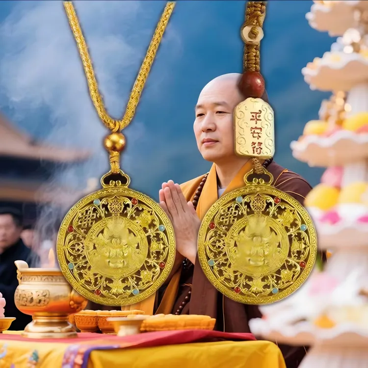 蛇年新款新中式金色黄财神八宝罗盘钥匙扣招財驾车用品