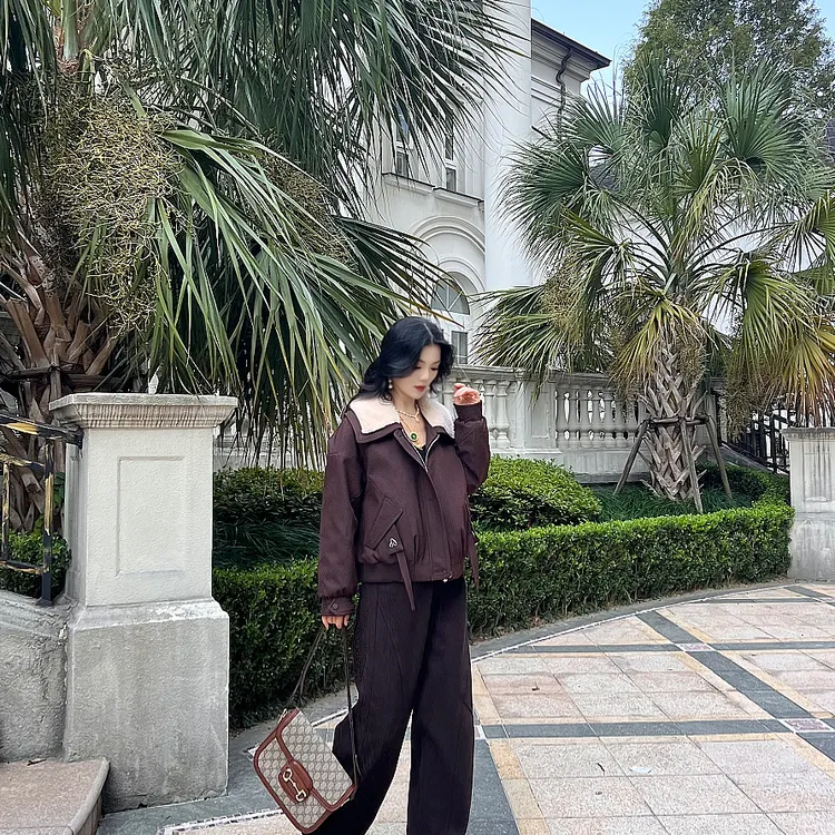 LA.Sheila“心动”羊毛领口袋飘带羽绒服254-YRF/1016-250067