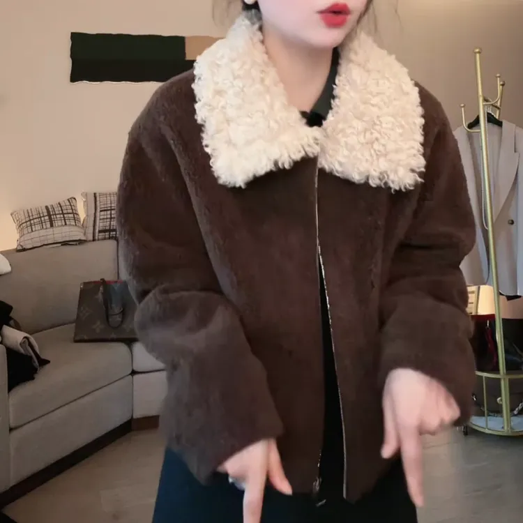 冬季新款韩系设计感百搭显瘦毛领气质温柔保暖外套上衣LK2508931