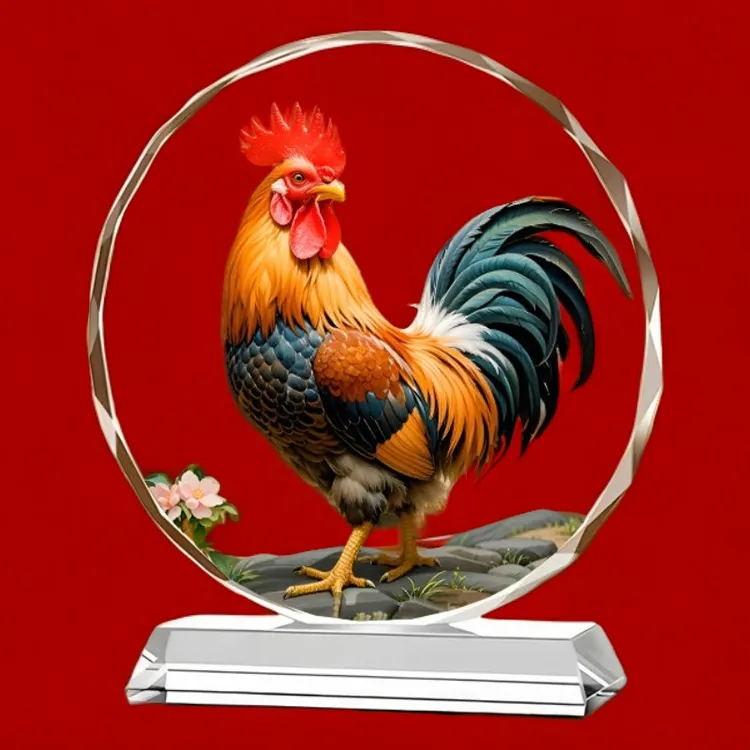 公鸡水晶摆件礼盒轻奢高档装饰工艺品搬家吉祥物新家开业乔迁送礼