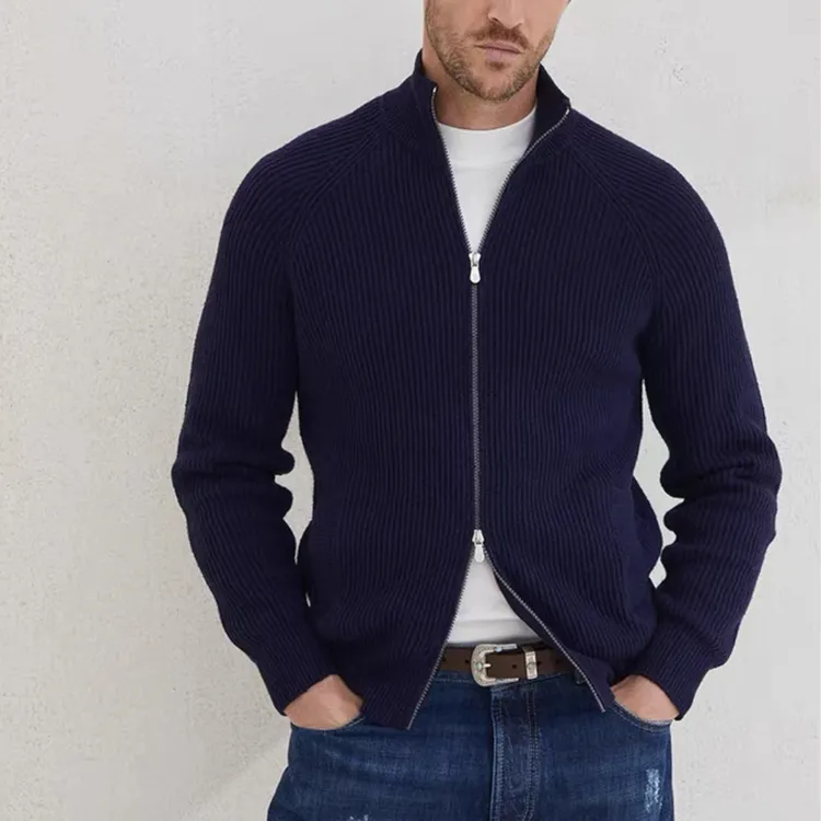 B*c17500款双拉链针织立领插肩秋冬老钱