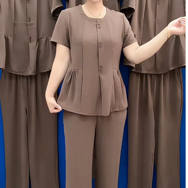 时尚休闲两件套洋气女士2025夏季新款气质高档大码遮肉遮肚套装