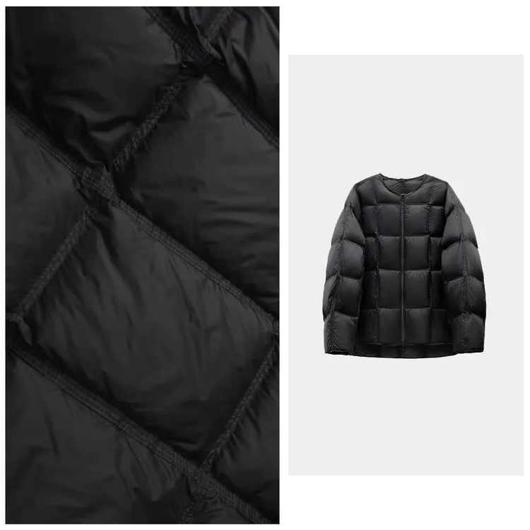 【小黄鸭加厚款】2025新款韩系圆领泡芙感方块羽绒服