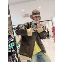 晶咕【机能补给站】复古皮毛一体宽松大口袋可立领外套