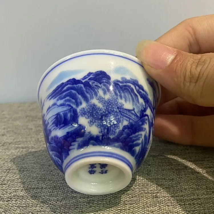 景德镇陶瓷山水客杯铃铛杯
