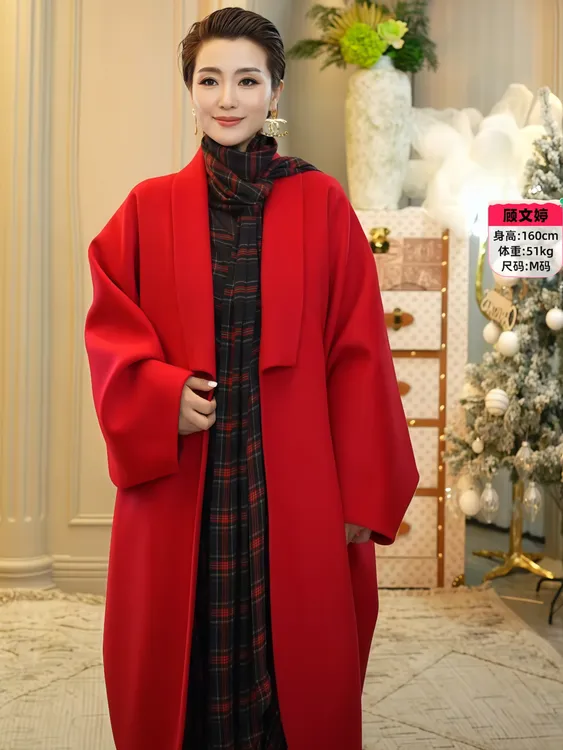 【顾文婷推荐】玉琼国风25 羊毛混纺翻领造大衣J25A6191/DZ25A8346