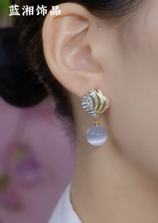 铜合金合成锆石耳饰 「白月光」高级感网红气质时尚轻奢百搭耳环