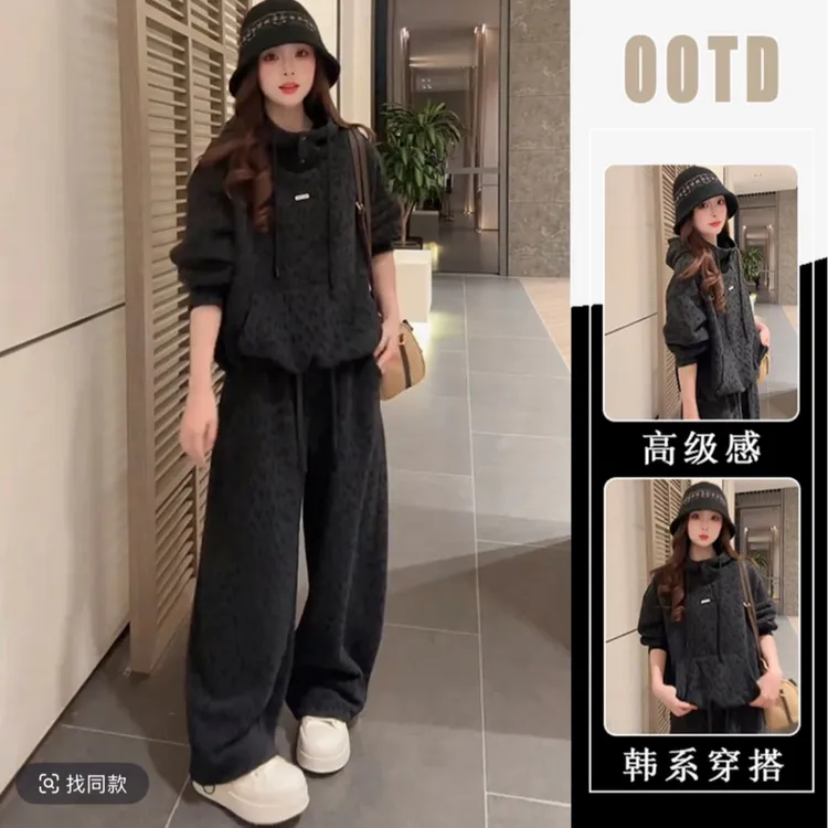 （在仓发货+运费险）1570休闲套装秋冬季2025新款韩连帽卫衣两件套