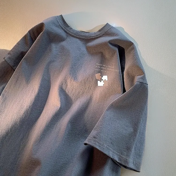 正肩宽松夏天美式纯棉加男款300斤爸爸短袖t恤男高档新款半袖T恤