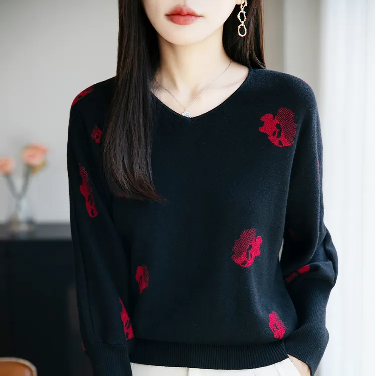 大码女装哥弟阿玛施正品早秋V领提花针织开衫外套女2025新款春秋