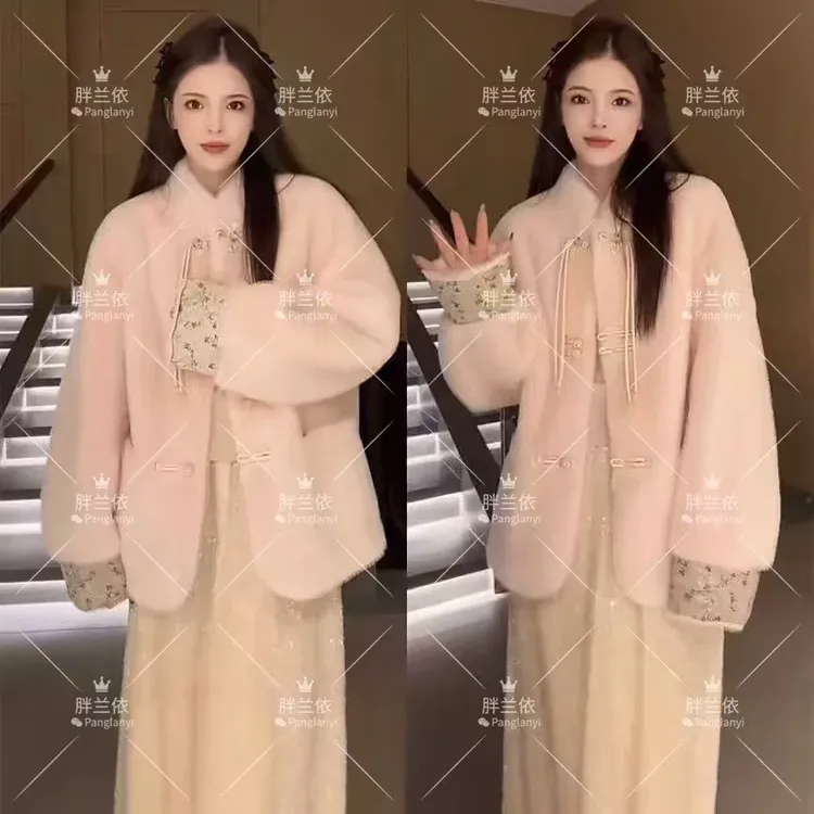 300斤-新中式加厚皮毛一体外套5061
