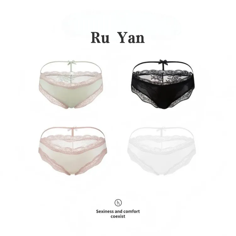 「RY」春心涟漪*法式性感蕾丝花边透气美臀细带设计纯欲三角内裤