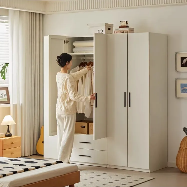 万倍乐抽屉款储藏多功能见外包装衣柜大衣橱简约橱柜白色卧室