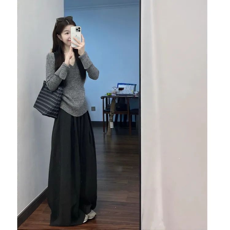 入秋穿搭一整套高级感洋气套装秋冬网红新款炸街阔腿裤两件套装女