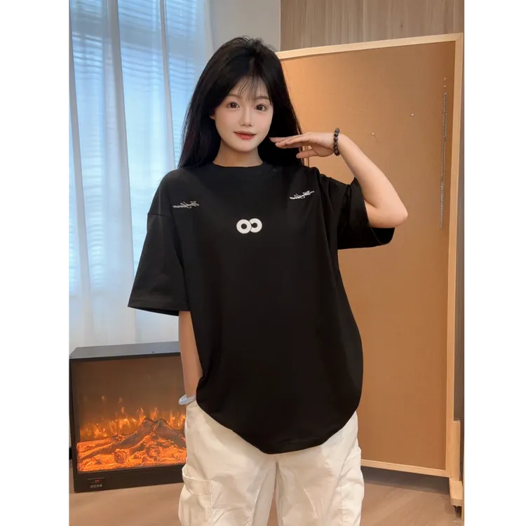 HandSeven重磅潮牌美式重工刺绣夏季韩版宽松圆领短袖T恤设计感