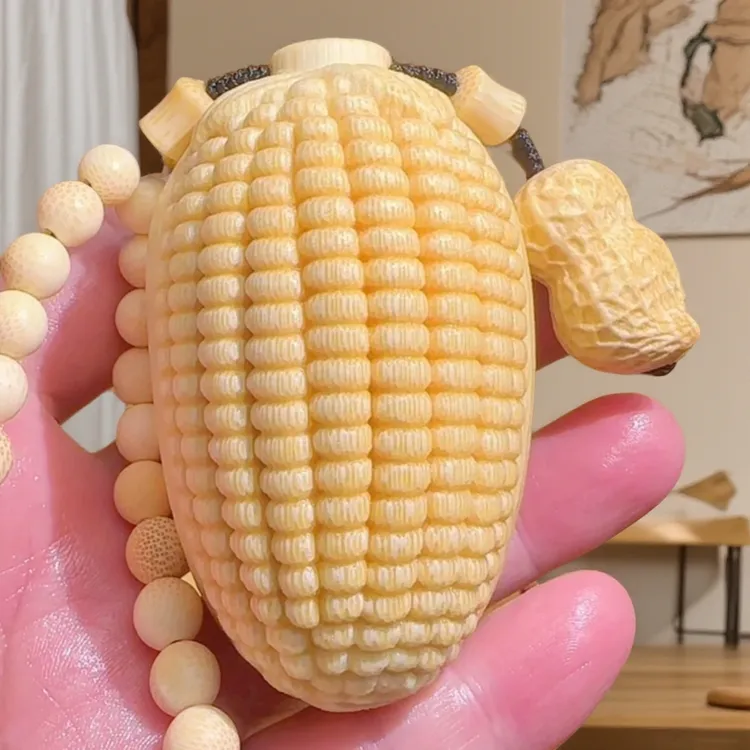 手工精修实心竹大玉米《金玉满堂》龙血金丝竹文玩玉米