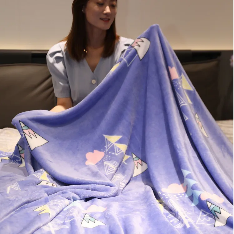 冬季新款多功能毯双面绒印花法兰绒毛毯单人薄毛毯盖被沙发休闲毯
