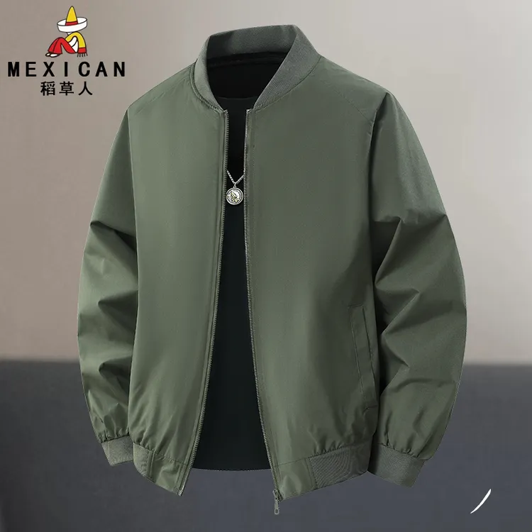 稻草人棒球领男士夹克新款秋季纯色宽松百搭运动休闲外套